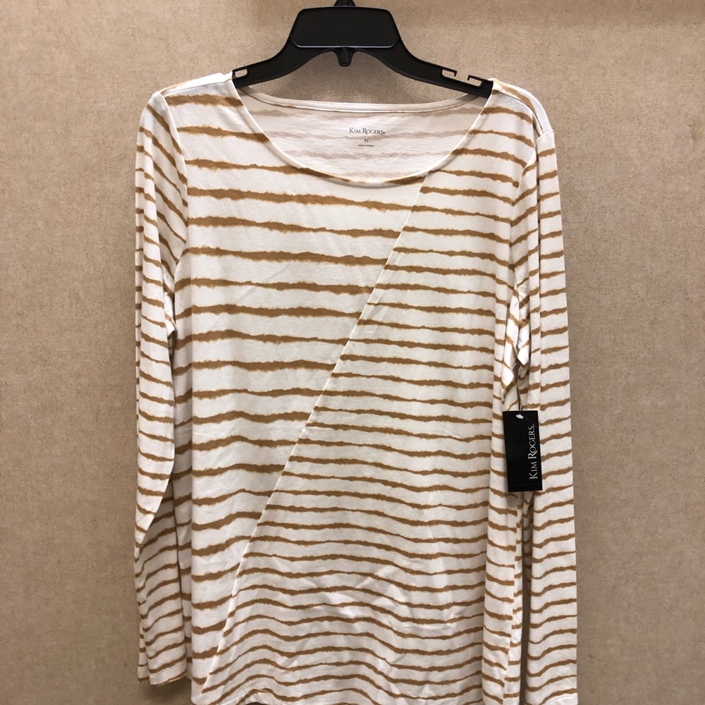 Kim Rogers Top Tan and White XL